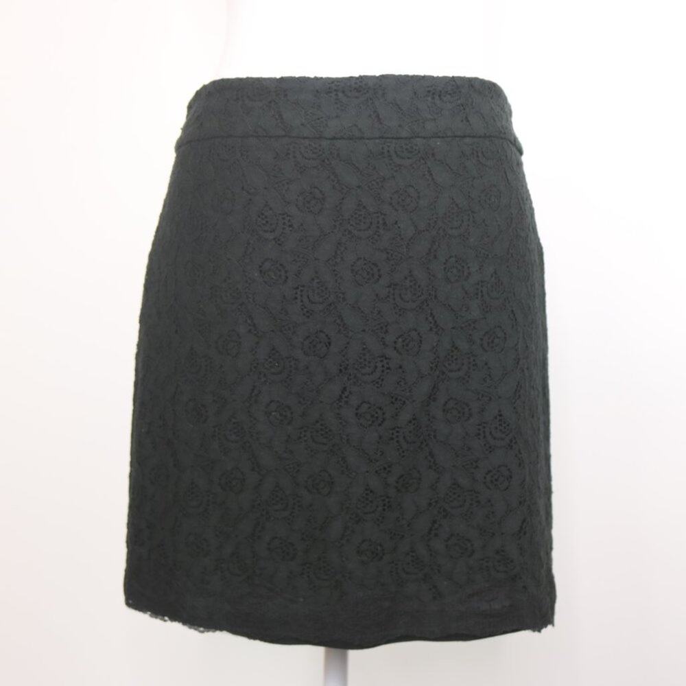 Sunny +74 Black Mini Skirt with Floral Lace Detail